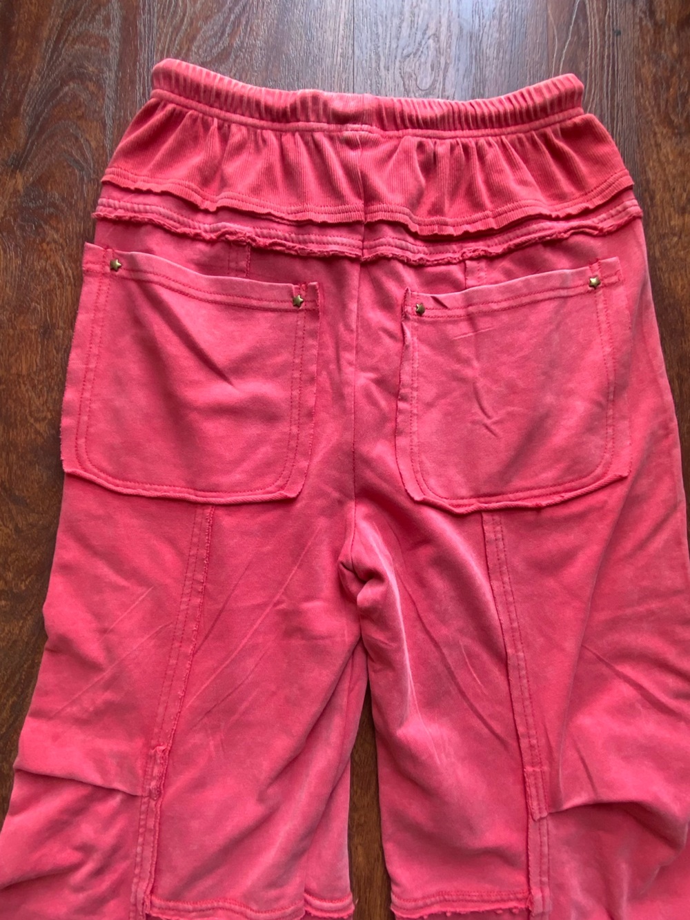 Wide-Leg Drawstring Boho Pants - Rose Red - Picture 8 of 11